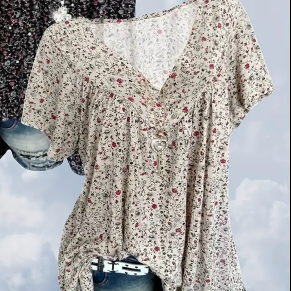 Floral V-Neck Women's Top
